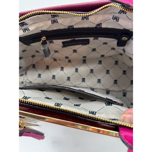 Antonio Melani Colorblock Berry & Pink Tote Bag With Tassel Keychain And Gold Ac - Picture 5 of 12